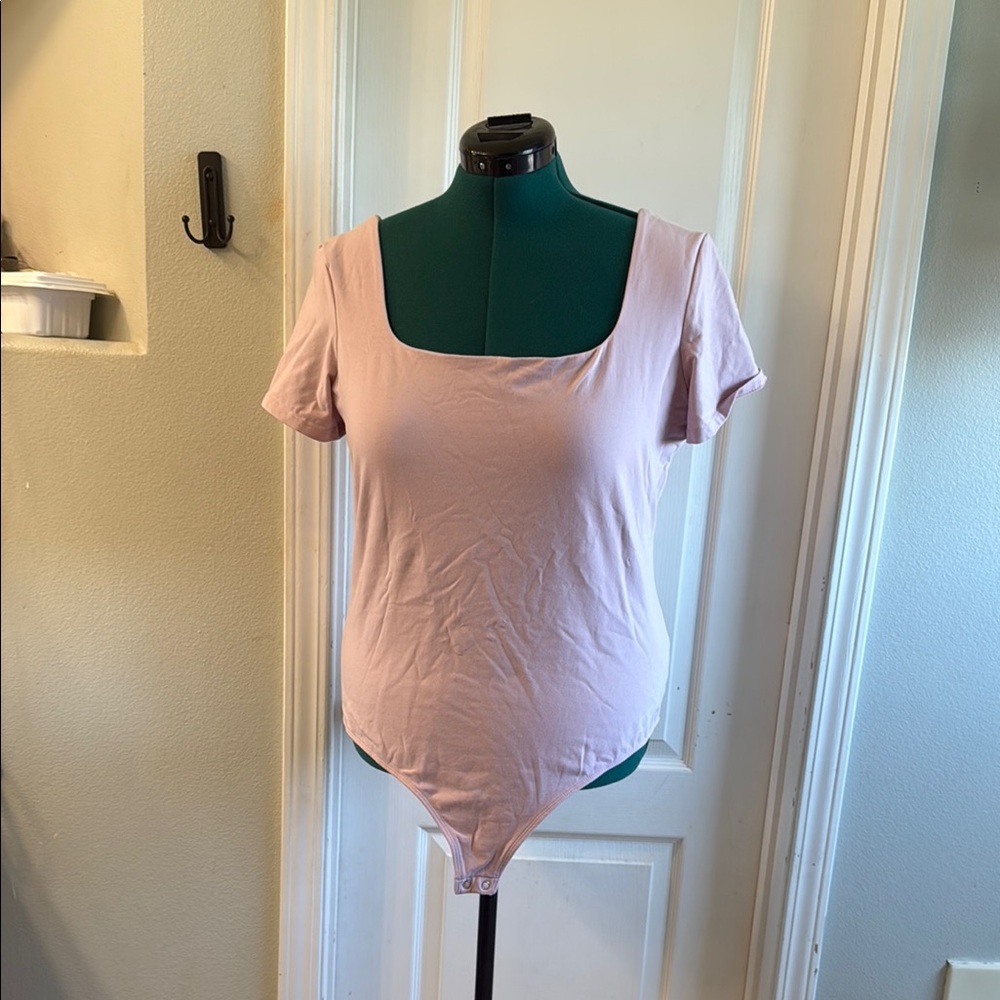 Express Pink Fitted Bodysuit Top